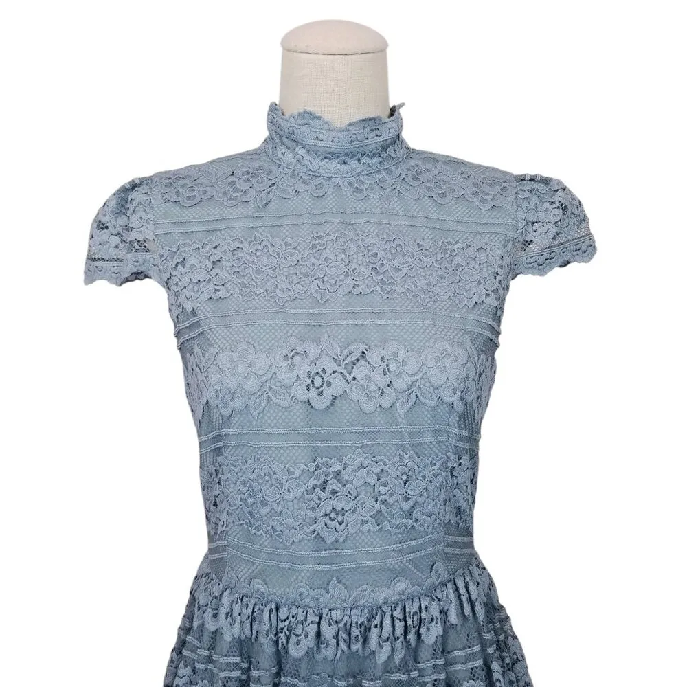 Alice + Olivia Maureen Lace Dress Light Blue Sz 4 - Image 2