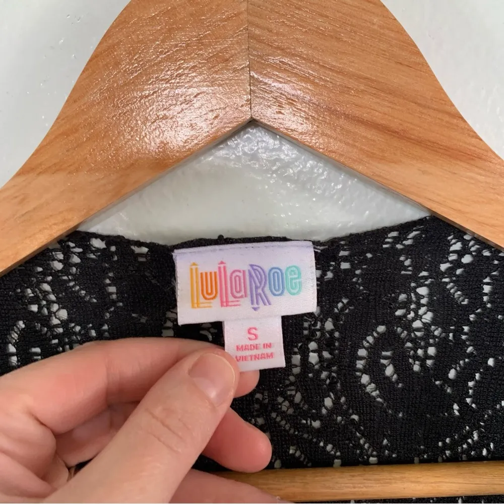 Lularoe Contemporary Black Lace Shirly Open Front Kimono Size S NEW - Image 3