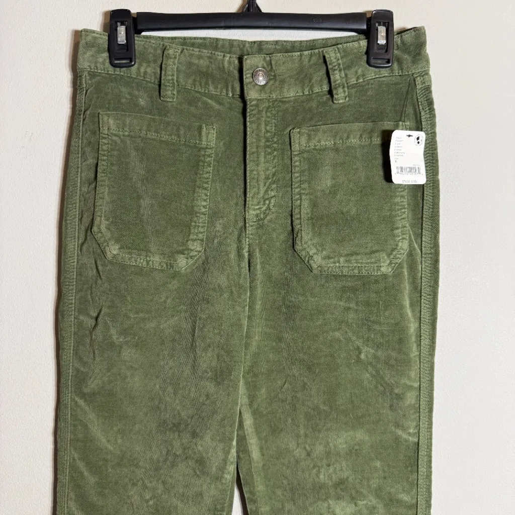 Free People High Time Velvet Kick Flare Pants Women's 6 Chive Green Festival NWT - Image 8