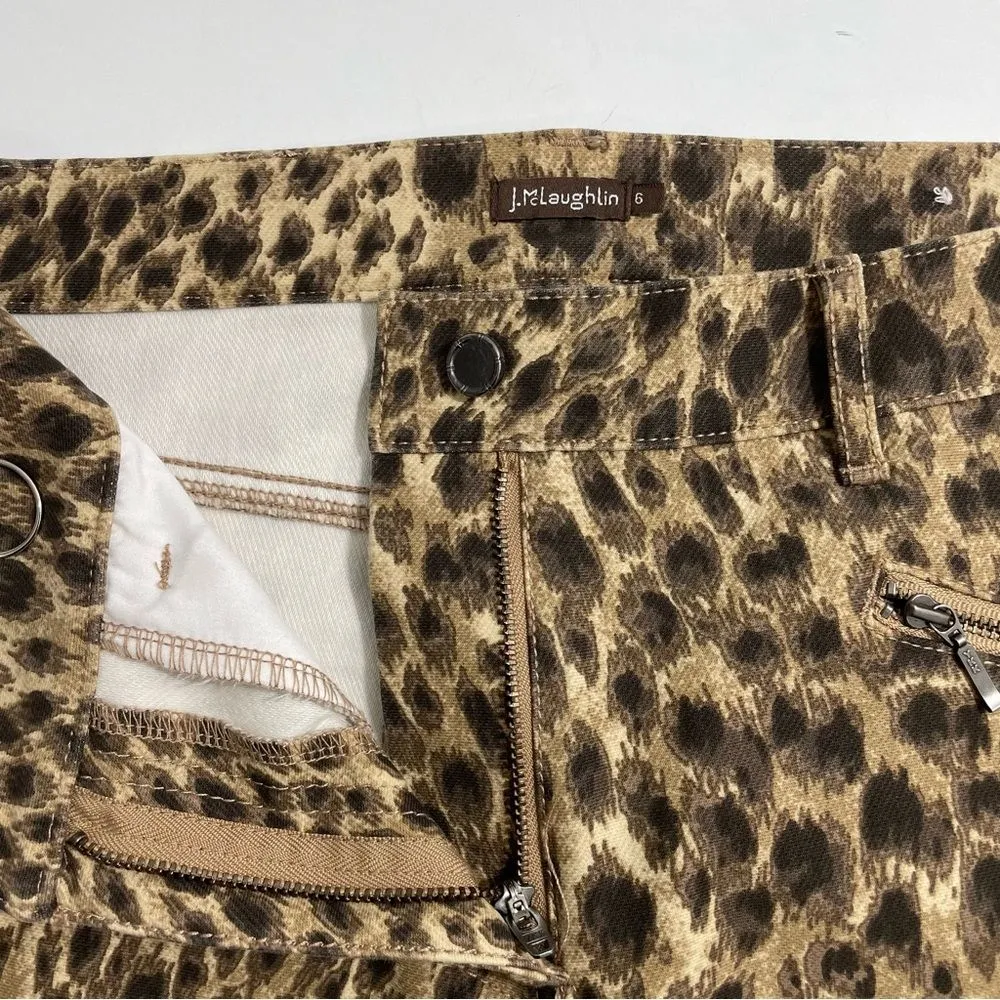 J. McLaughlin Baxter Pants Jeans Leopard Animal Print Size 6 Zip Ankles‎ - Image 8