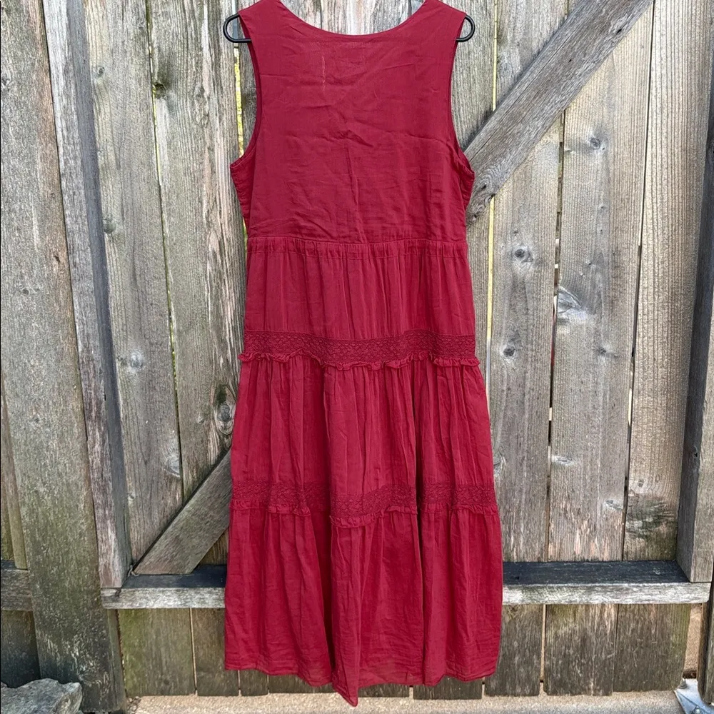 EUC Sundance Zura Silk Blend Tiered Surplice Sleeveless Midi Dress Medium - Image 10