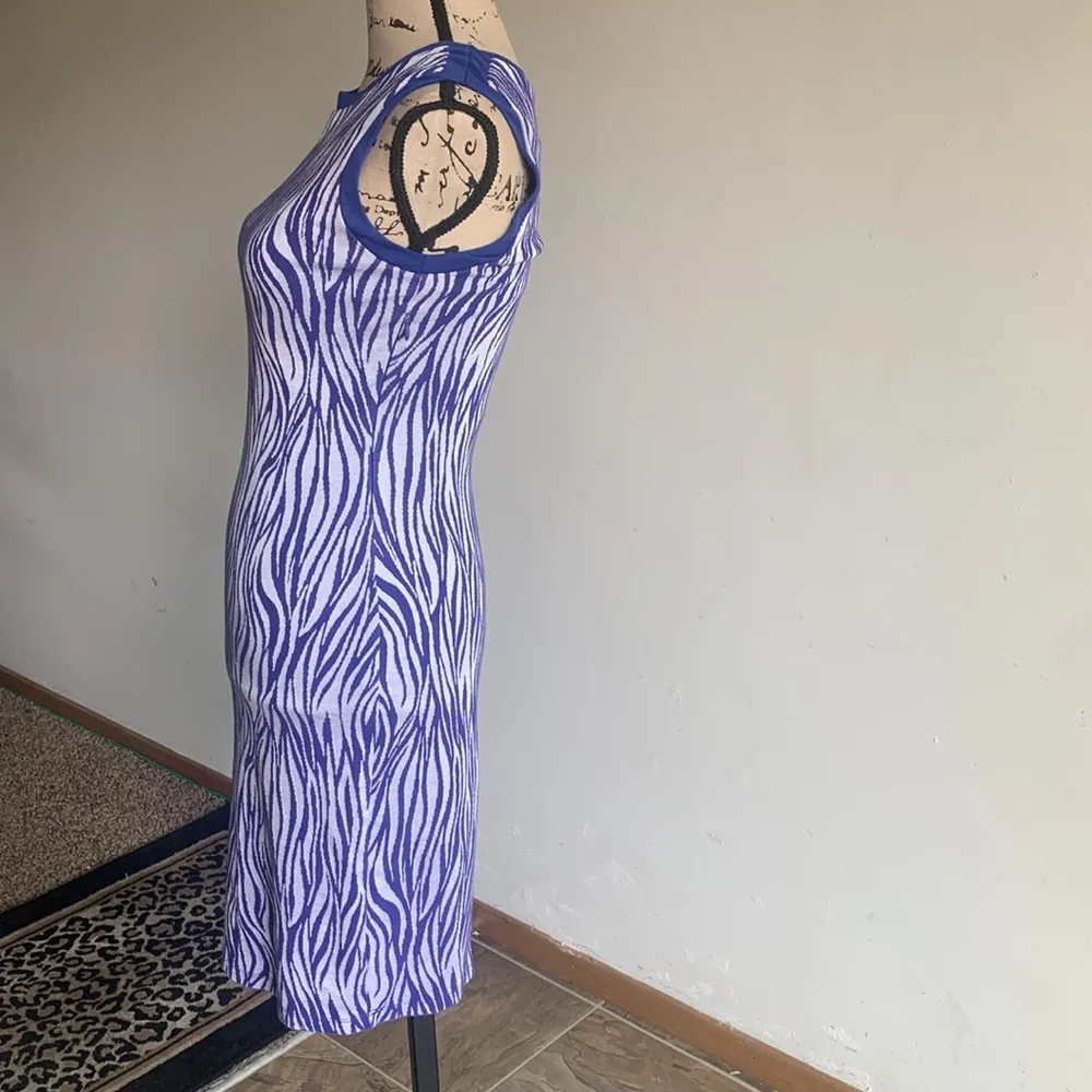 REISS Nineteen Seventy-One Sleeveless Zebra Print Purple Sheath Dress Sz 6 - Image 6