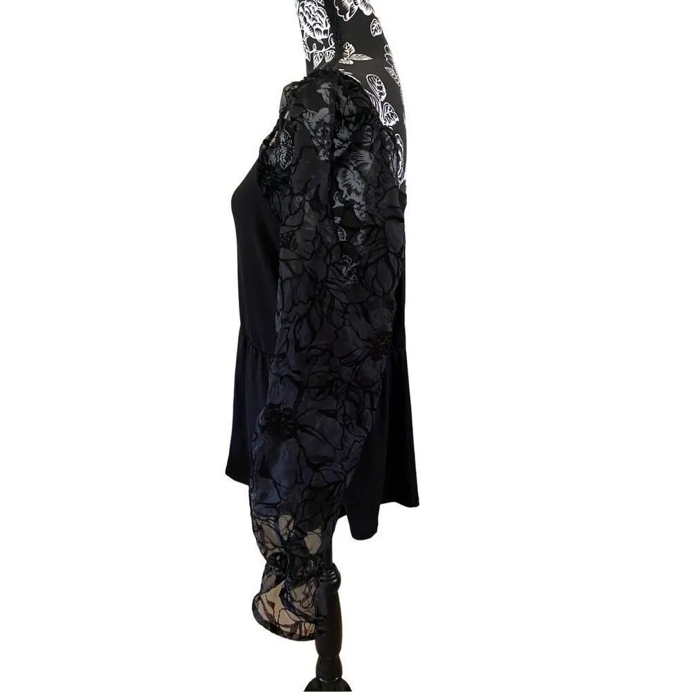 Maurices Sheer Long Sleeve Blouse Floral Formal Career Workwear - Image 3