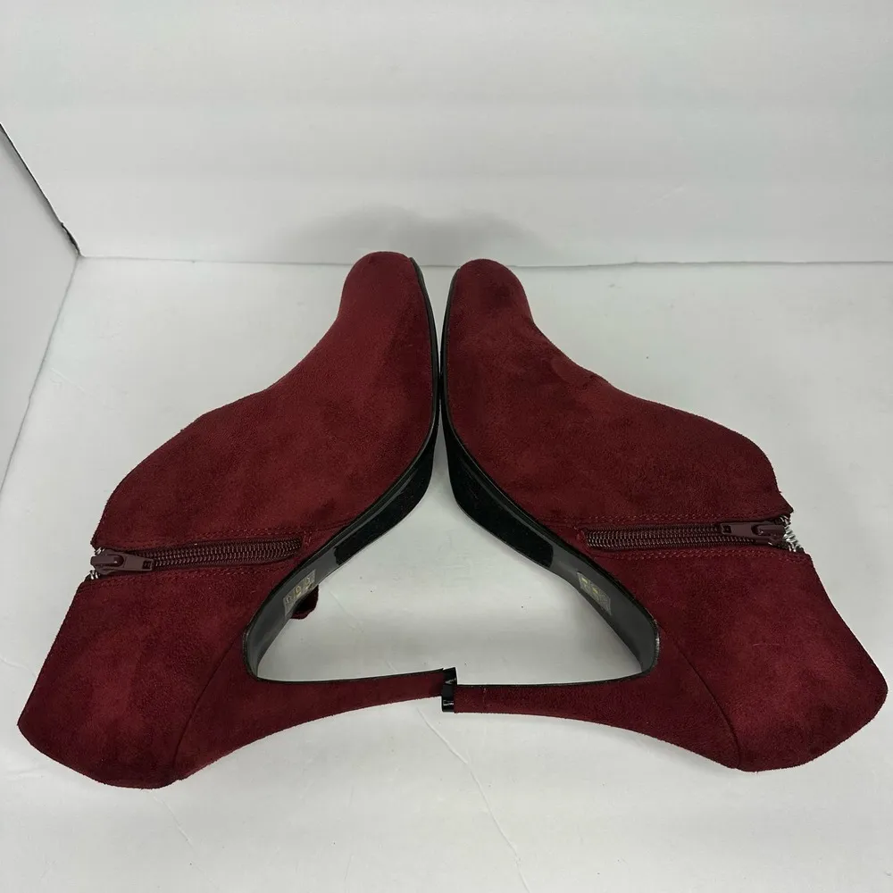 Call it Spring Womens size 9 Vegan Suede Heel Booties Ruffle Shoes Red 4 inch - Image 9