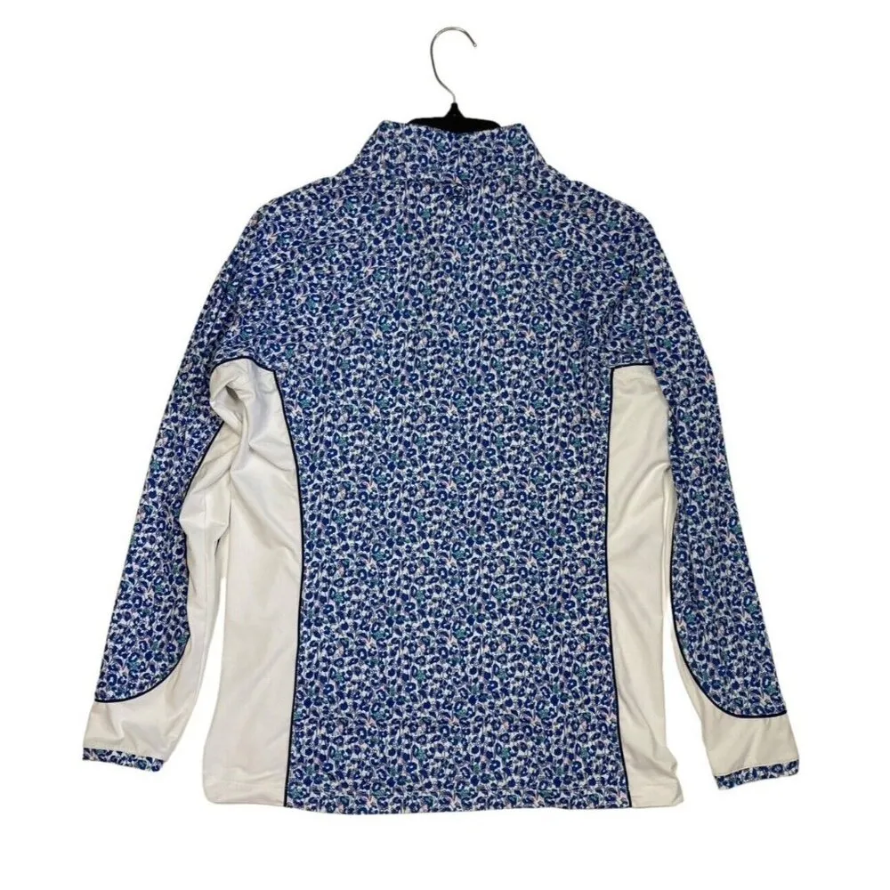 *Peter Millar Womens Sun Rashguard Swim Surf Top Size M Long Sleeve 1/4 Zip Blue - Image 2