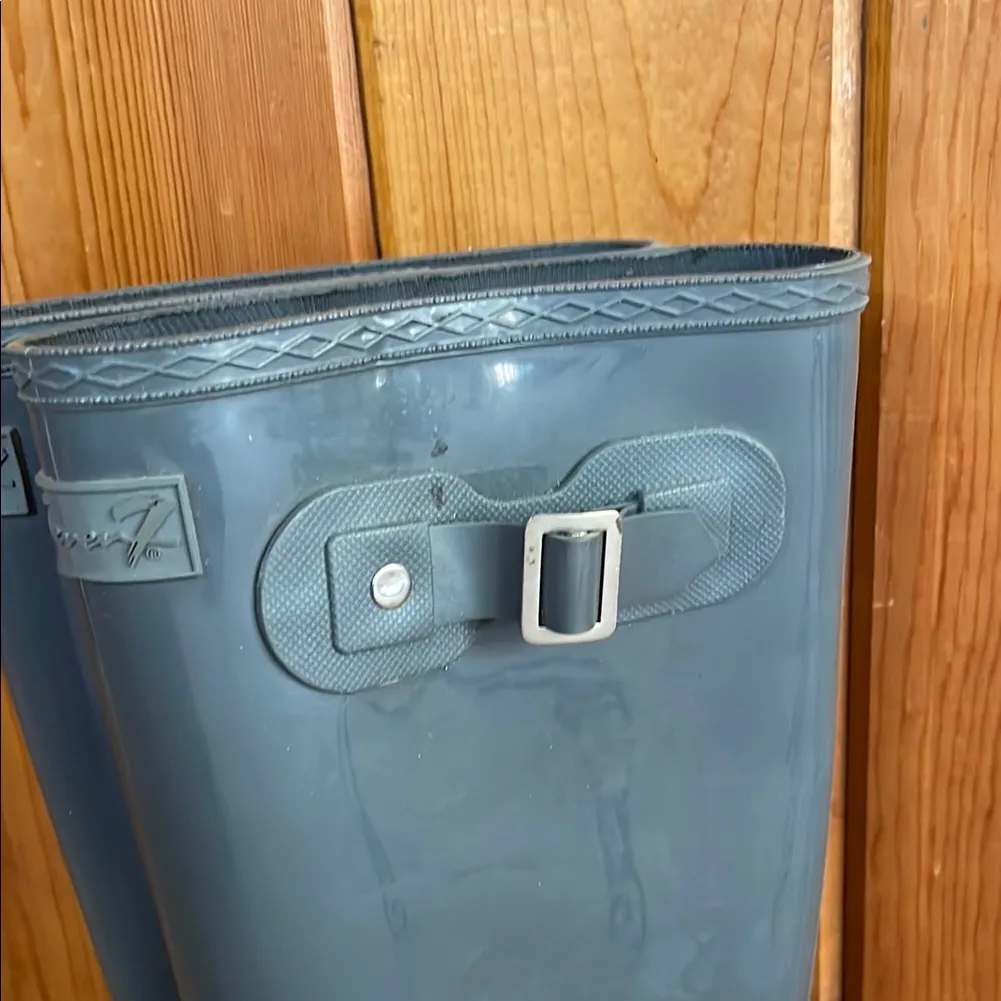 Glossy gray Rain Boots with Buckle size 9 women’s knee high rain boots comfy - Image 3