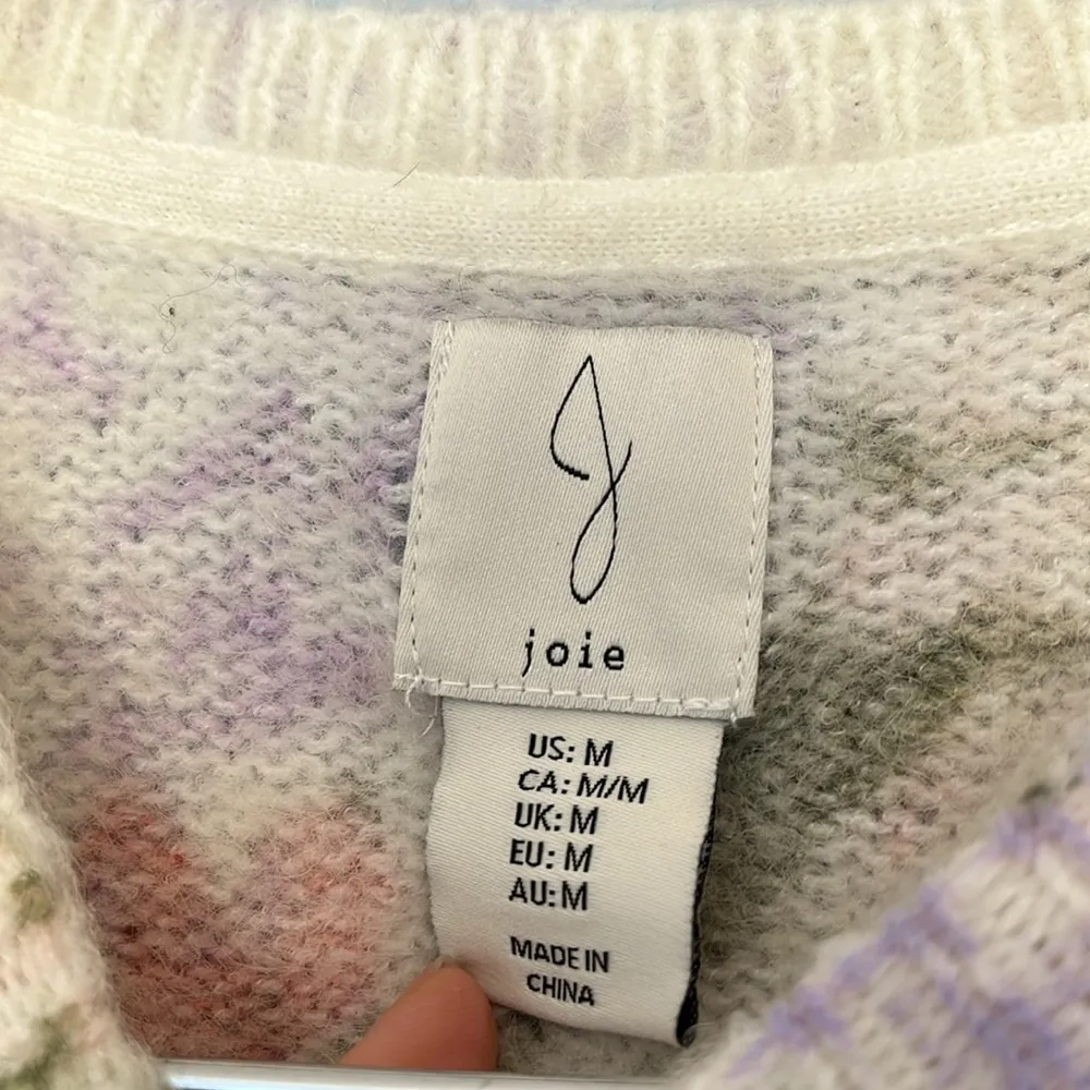 Joie Crewneck Floral Mohair Wool Spring Colorful Pastel Sweater - Image 4