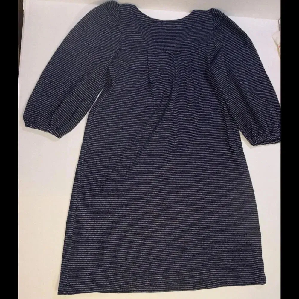 Loft Preppy Blue White Striped Puff Balloon Sleeve Designer Business Dress XS - Image 2