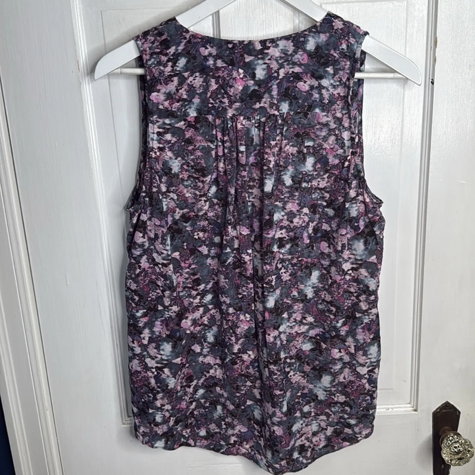 Rebecca Taylor 100% Silk Sleeveless V-Neck Floral Matrix Top W1680 Sz 12 - Image 4