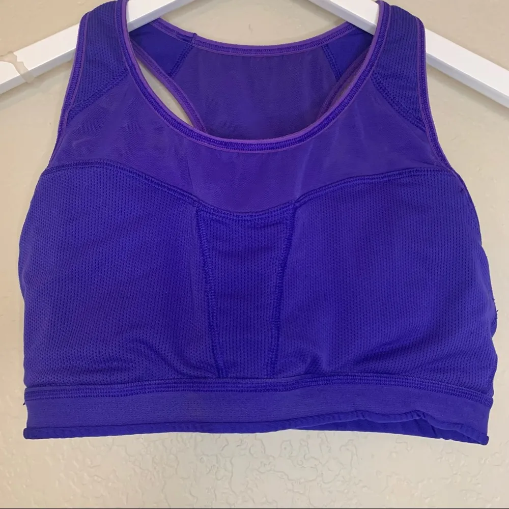 Athleta Purple Sports Bra Racerback Mesh Detail Size M - Image 9