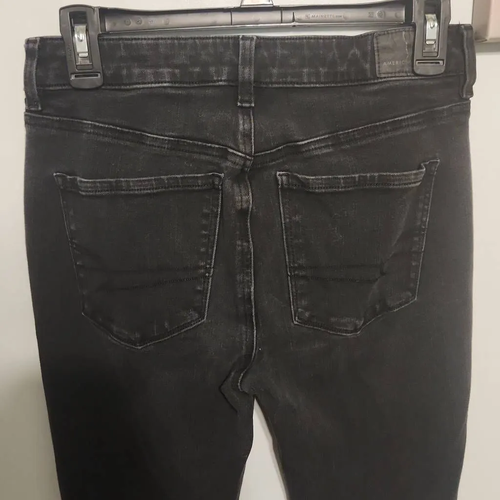 American Eagle Size 6 X-Long Dream Stretch High Rise Jegging Skinny Jeans Black - Image 4