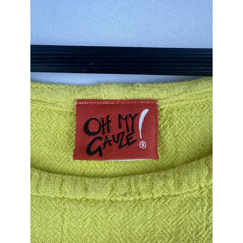 Oh My Gauze! Womens Yellow Top Size 3 100% Cotton Made In Mexico - Image 3