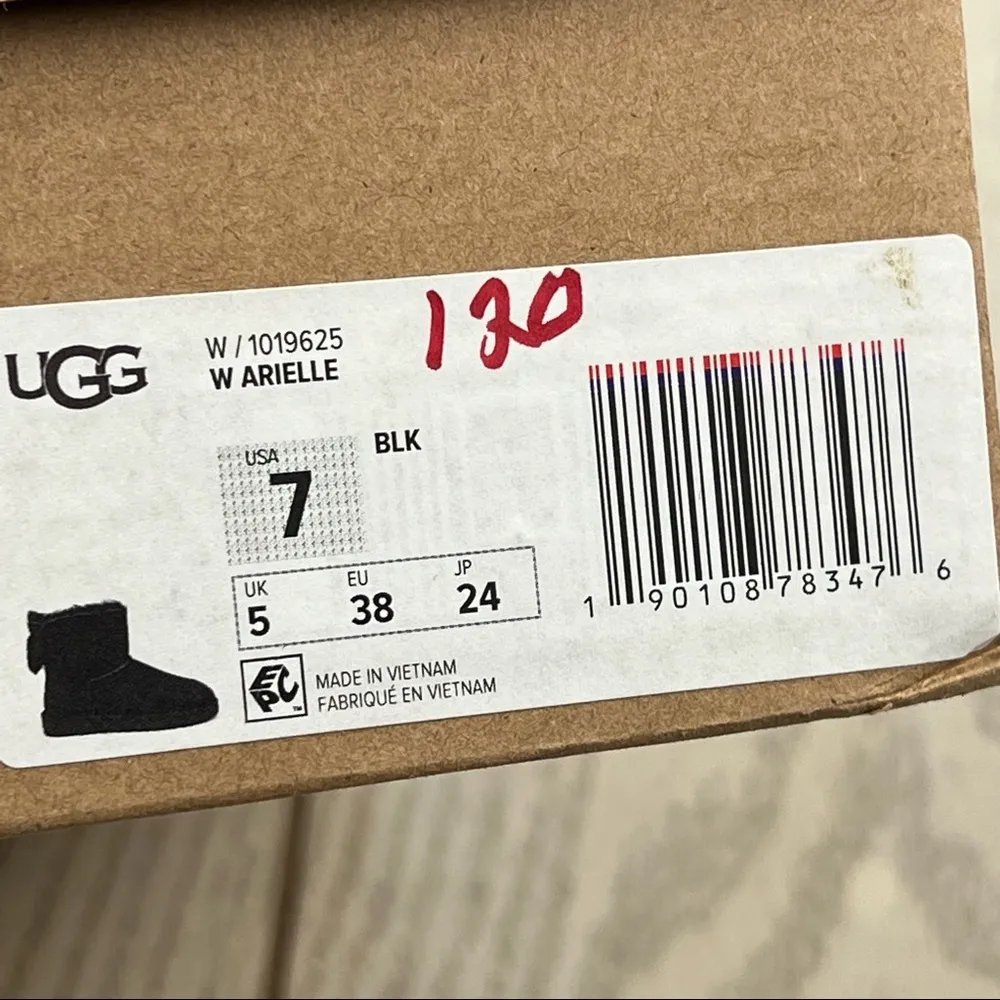 UGG Arielle Sherpa Fleece Bow Booties US7/EUR38 Black $170 Snow Boots - Image 11