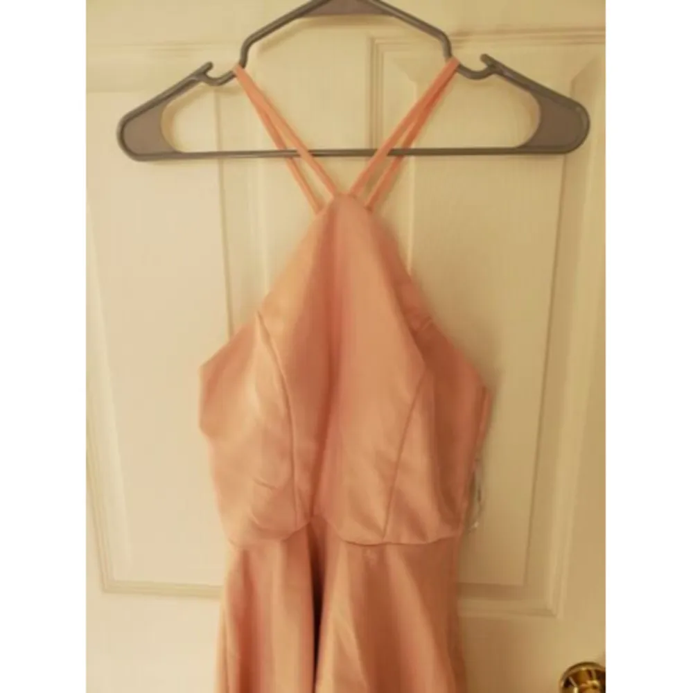 Xtraordinary Womens/Jrs Blush Pink Halter Dress Size 3 High Low Train - Image 3