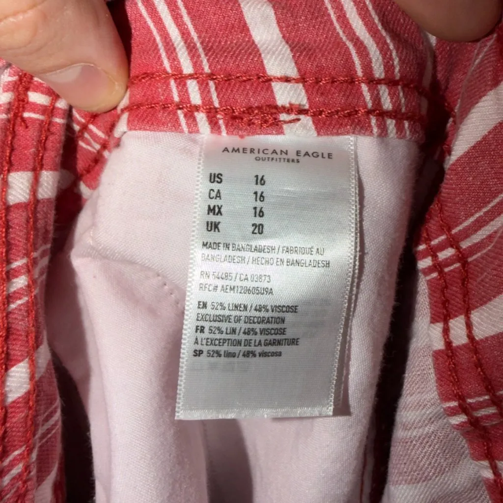 American Eagle Paperbag Shorts Size 16 Striped Tie Waist High Rise - Image 4