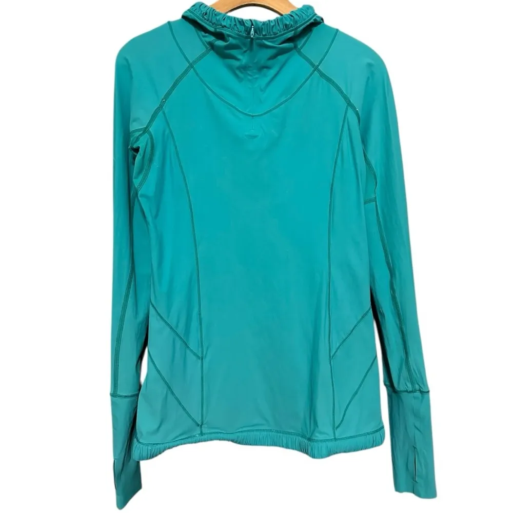 Lululemon Women’s Size 4 Blue Tropics Water Bound Running 1/4 Zip Hoodie Top - Image 7