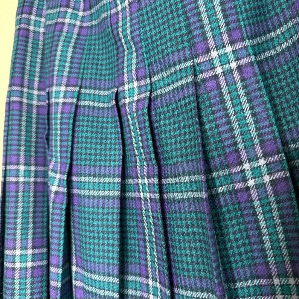 Vintage Pendleton Wool Pleated Plaid Skirt - Image 6