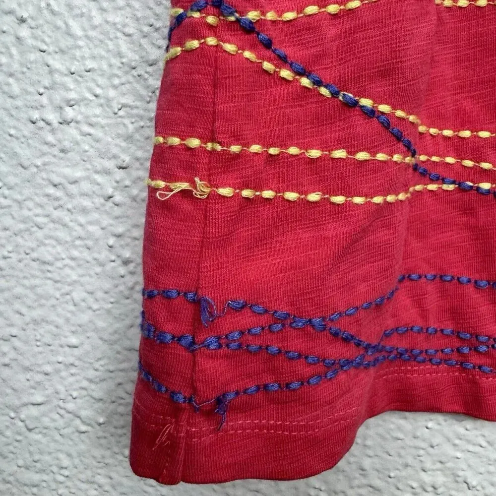 Boden Bea Embroidered Midi Boho Western Dress Size 8R Fuchsia Short Sleeves FLAW Pink - Image 9