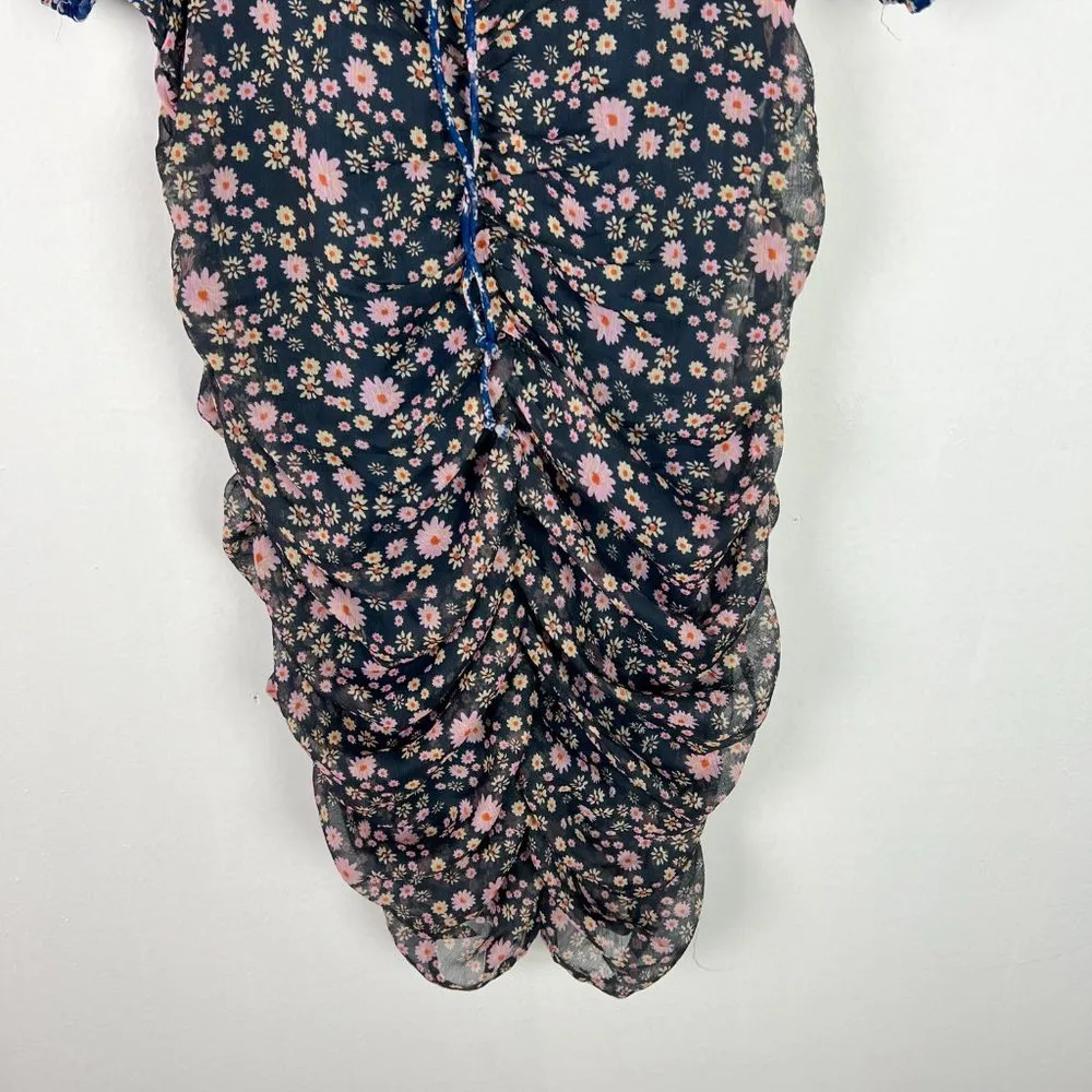 NWT Free People x REVOLVE Tessa Dress Floral Ruched Blue Size Small S NEW $108 - Image 4
