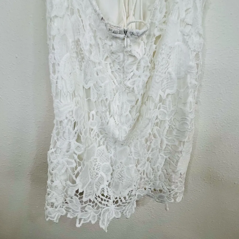 Shein Women White Lace Bodycon Mini Dress Size Small Open Back Short Sleeve 33.5 - Image 12