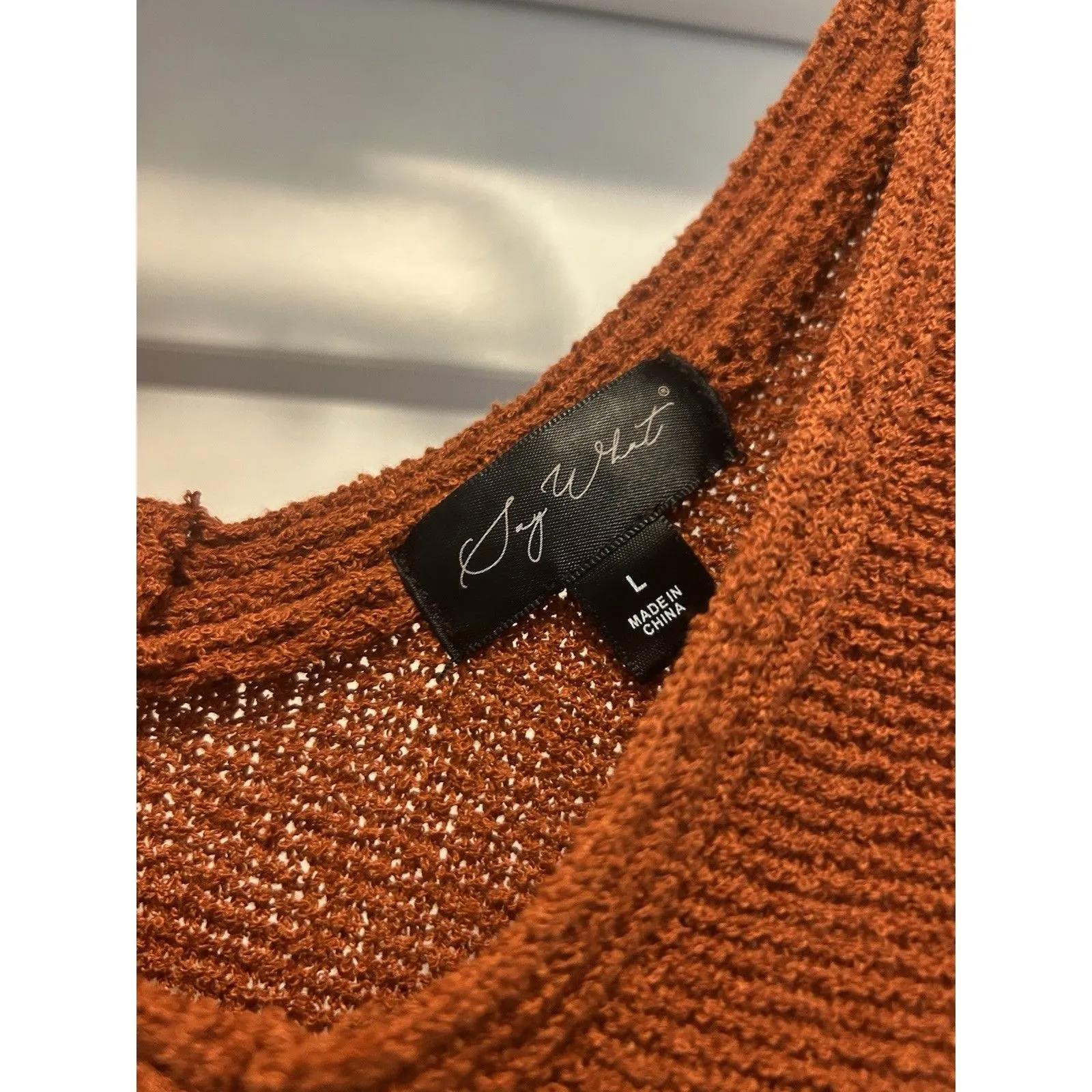 Women Rust Orange Knit Tank Woven Cotton Skirt Tier Ruffle Maxi Dress Size Large - Image 3