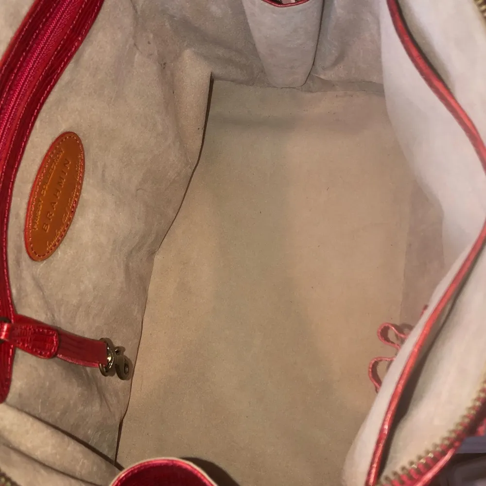 BRAHMIN Prissy Collection Red Italian Croc Embossed Leather Dome Shaped Satchel - Image 7