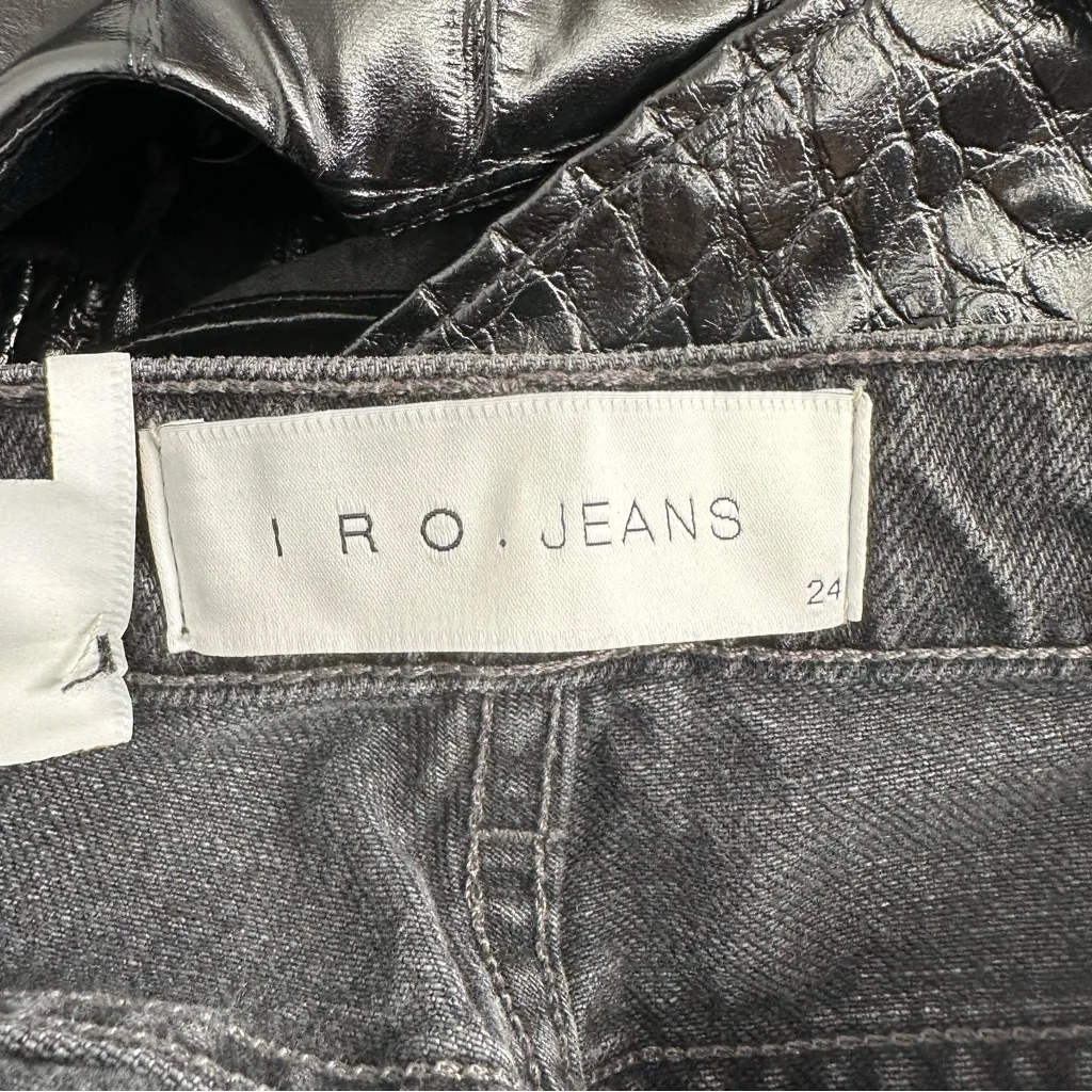 IRO Berry Cropped Flare Jeans Raw Hem size 24 NWT Faded Black Grey Gray - Image 12