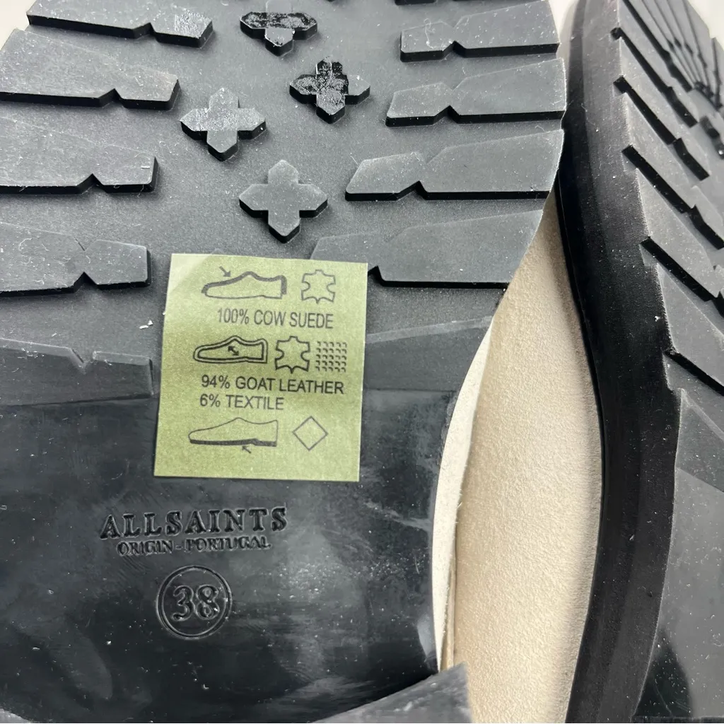 All Saints Ariel Combat Boots Women US 8 White Cow Suede Lace Zipper NEW *FLAWED - Image 6