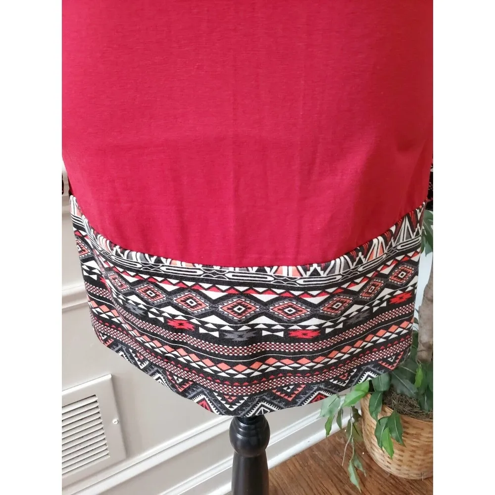 Gaharu Women's Red Polyester Cowl Neck Long Sleeve Knee Length Dress Size Medium - Image 4