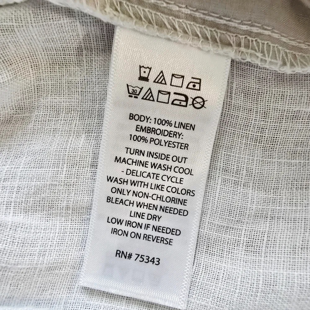 Calypso St. Barth Brilliant White Linen Woven Embroidered Pull On Pants - Image 8