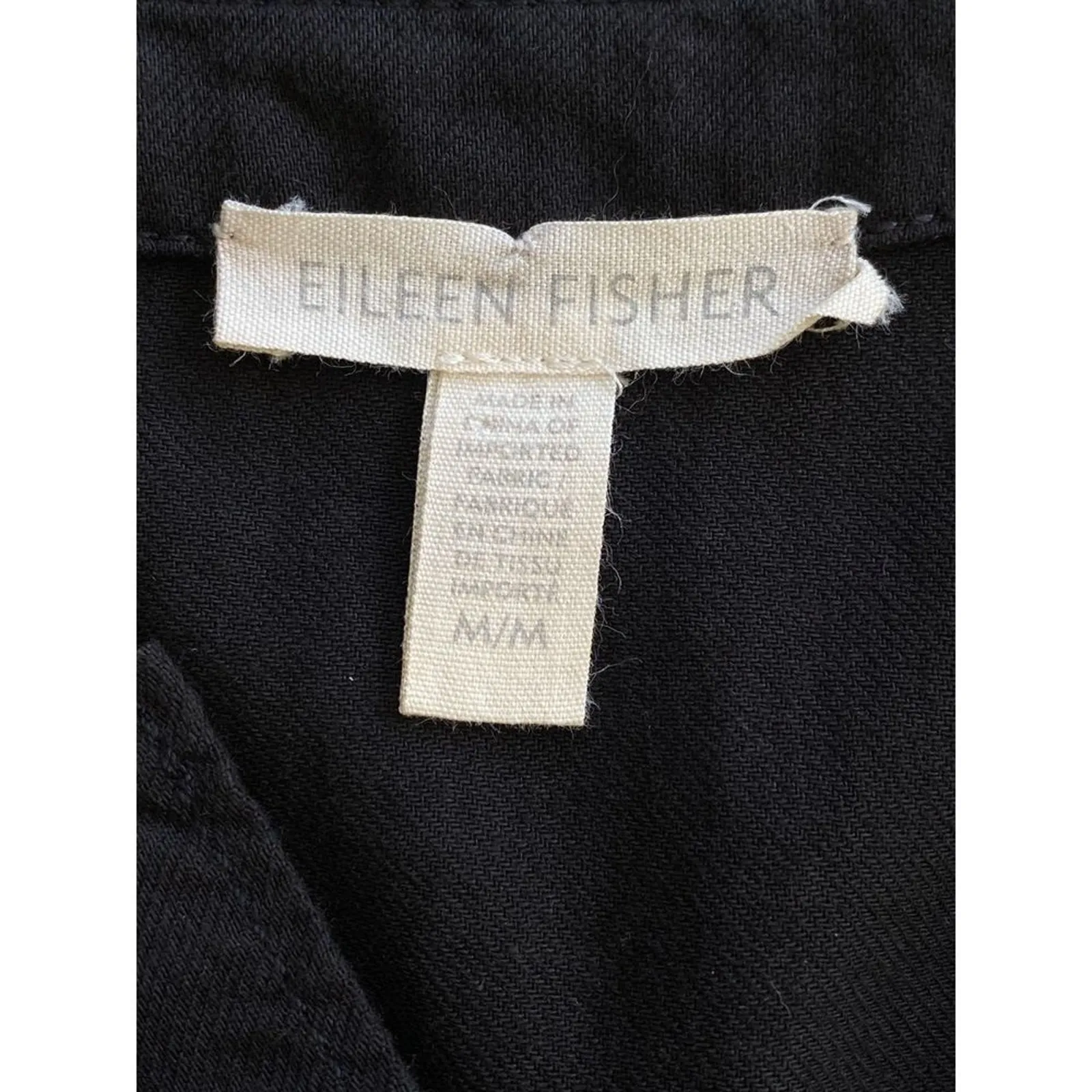 Eileen Fisher Organic Cotton Twill Shirttail Jacket Top in Black‎ Size Medium - Image 6