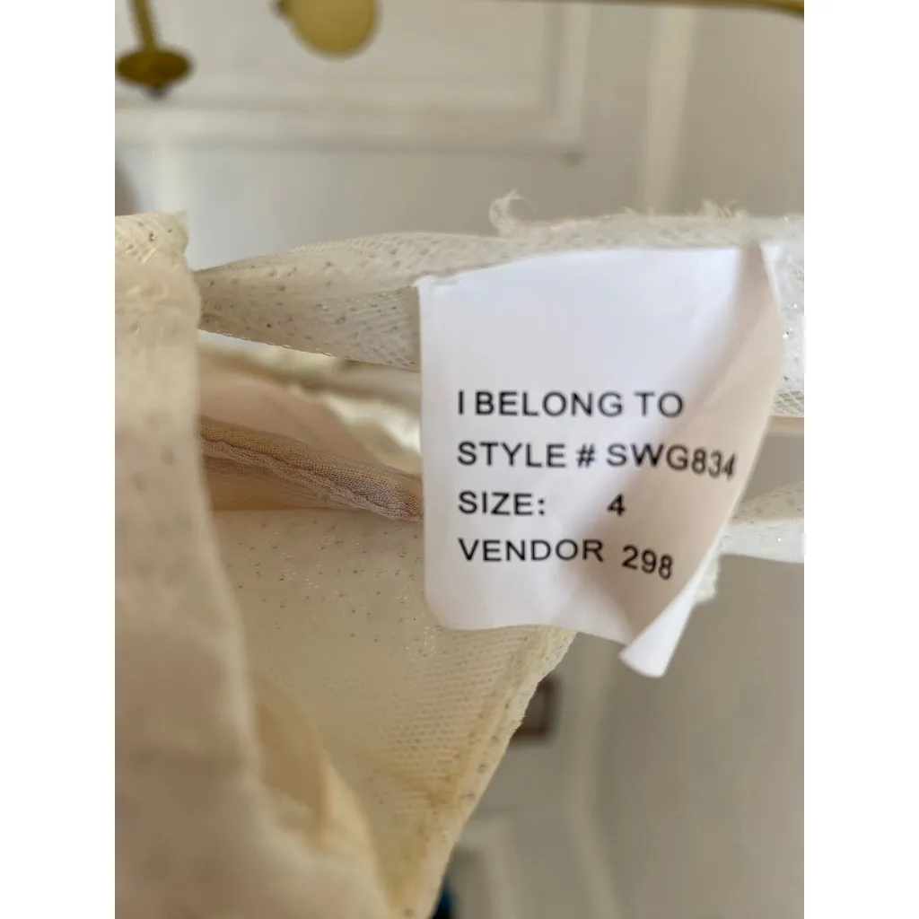 GALINA SIGNATURE Floral Tulle Wedding Dress Gown Removable Sleeve Coquette Bride - Image 12