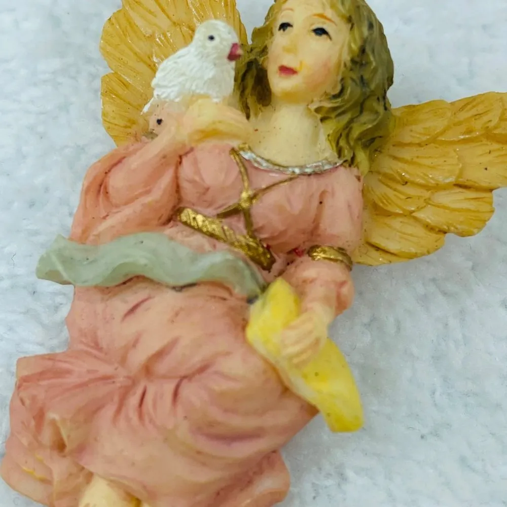 Guardian Angel Wearing Pink Dress Wings Bird Dove Perched Tie Tack Pin Brooch - Image 10