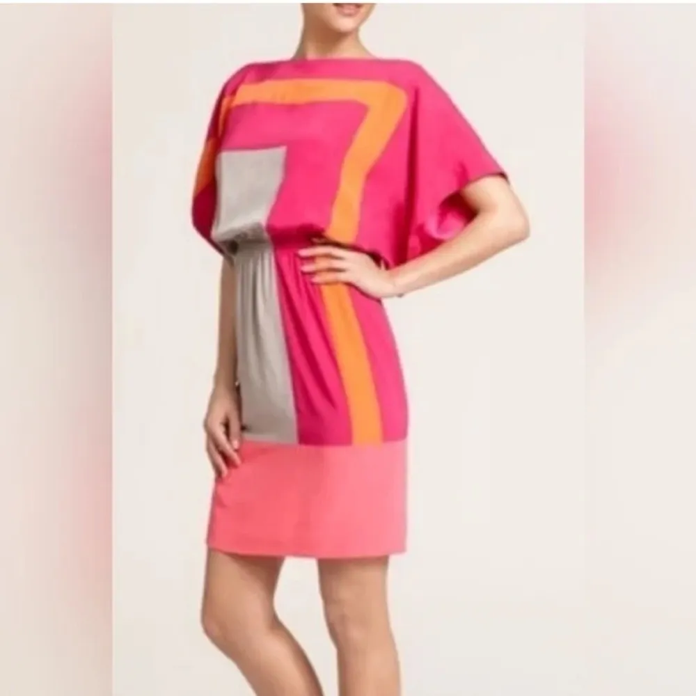 Suzy Chin Maggy Boutique Colorblock Dress Size 12 Pink - Image 4
