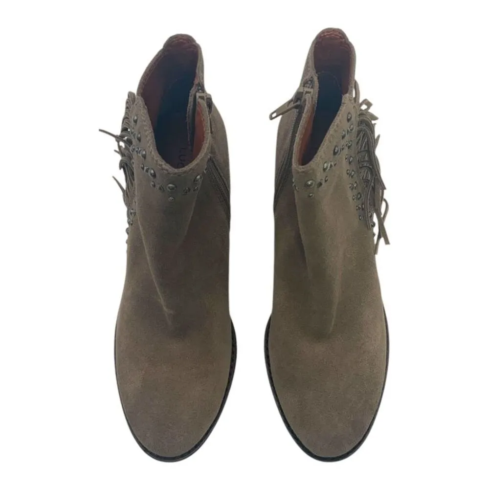 Lucky Brand Kaarina Fringe Ankle Boot Brindle Suede US Women's 6M - Image 5