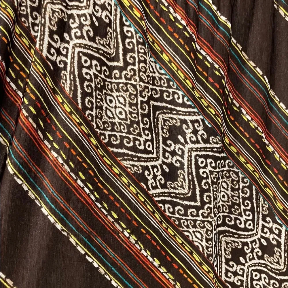 Lane Bryant Brown Southwestern Print No Slip Strapless Asymmetric Mini Dress - Image 2