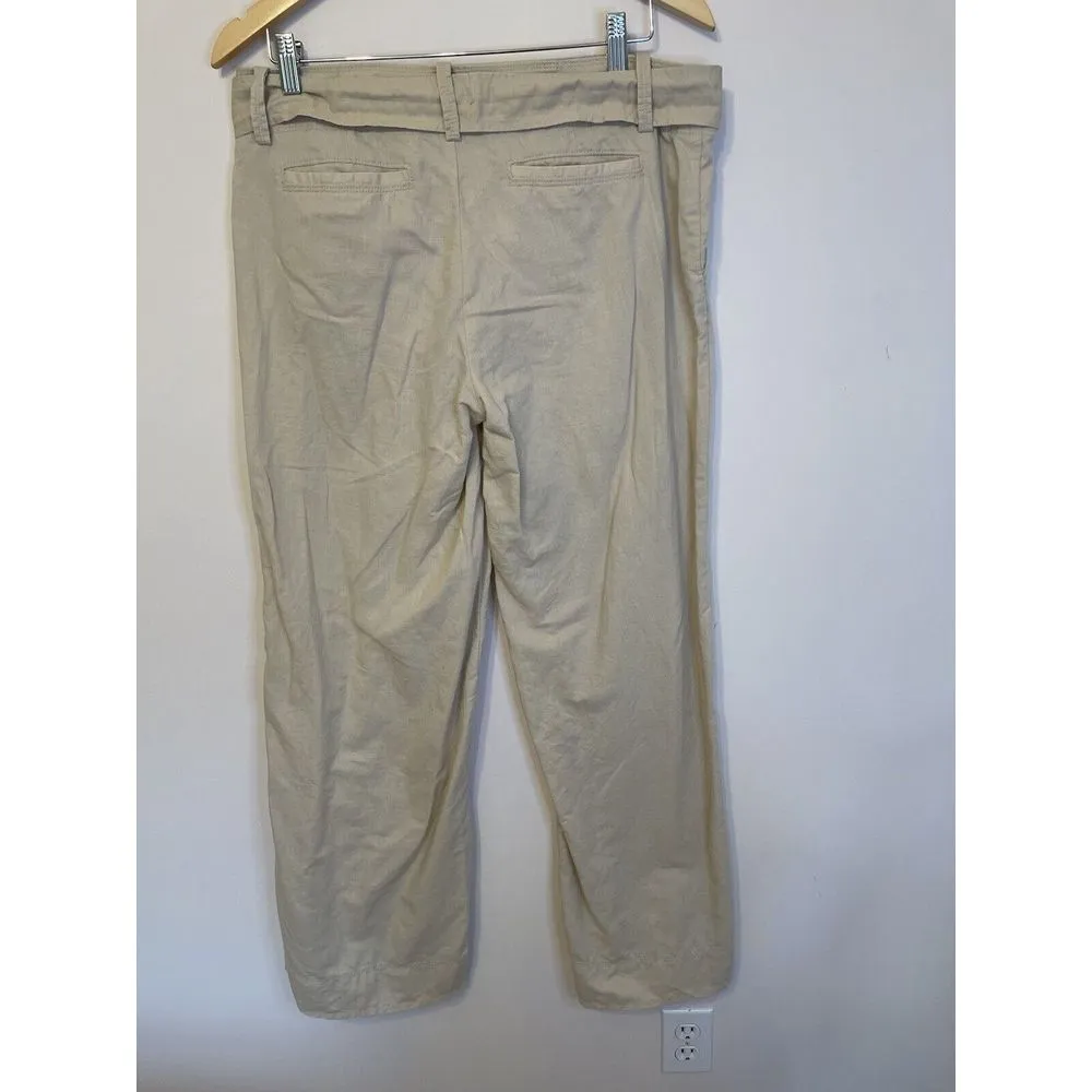 Banana republic‎ Womens Pants The Martin Linen Cotton Belted Size 10 Cool Career - Image 2
