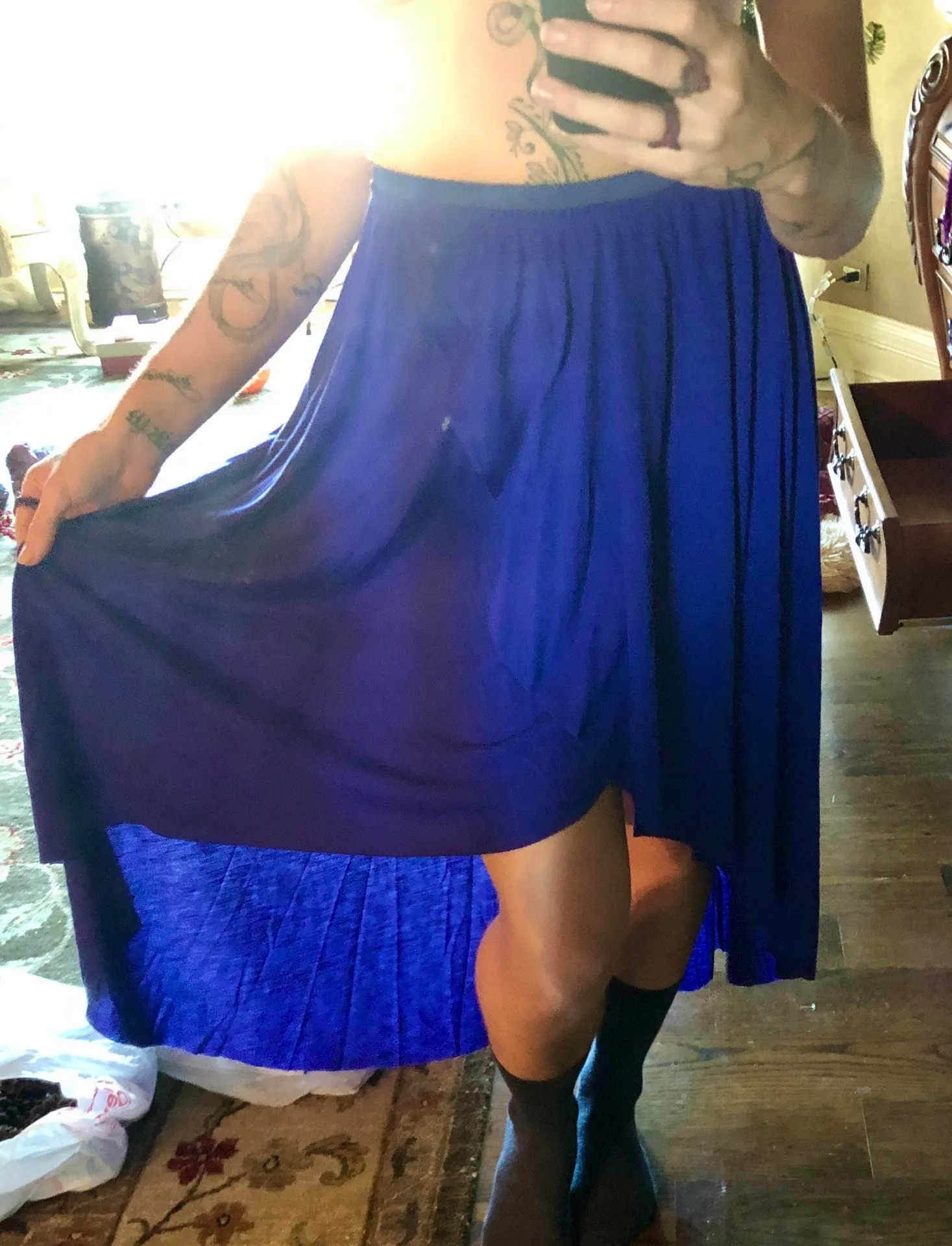 Cute High Low Skirt High Waisted Cute Blue Size XS - Image 3