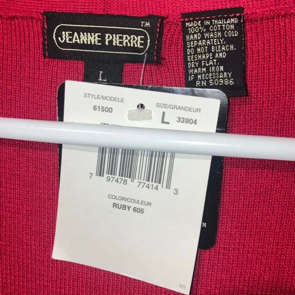 Jeanne Pierre Ruby Open Cardigan with Pockets size Large 100% cotton #760 - Image 3