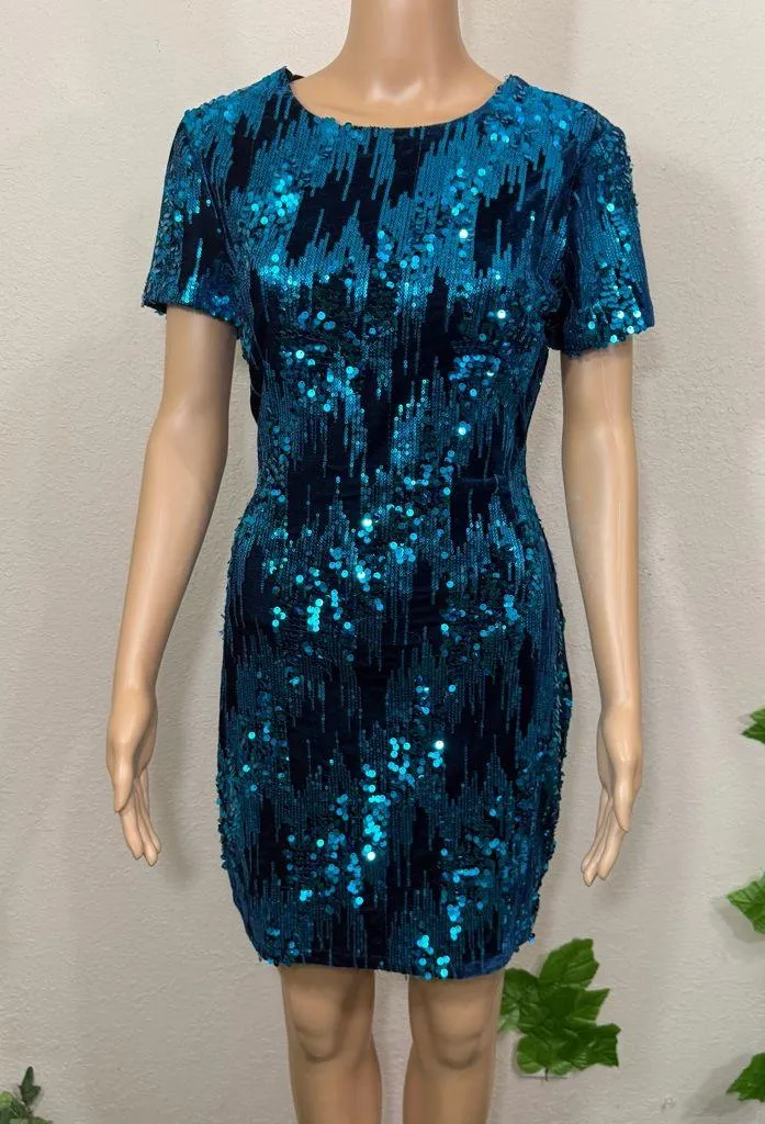 City Triangles Elegant Sequin Blue Dress - Image 3