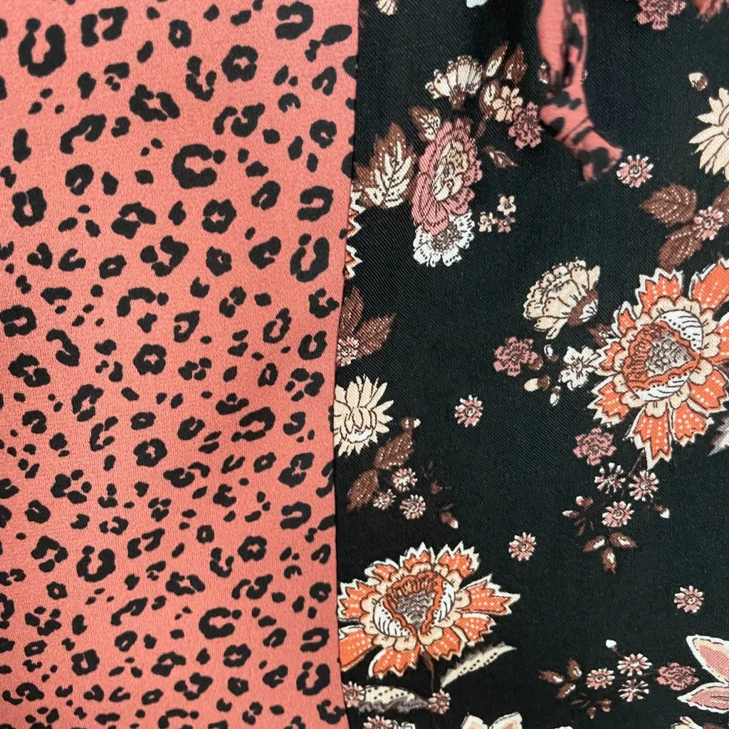 Haptics Top Floral Animal‎ Print Women Size Large Peasant Blouse Long Sleeve Pink - Image 12