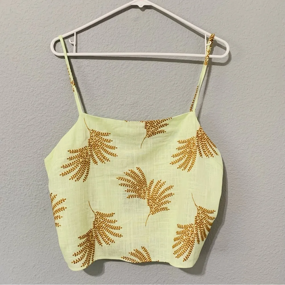 Zara New Women Sleeveless Linen Blend Embroidered Lingerie Top‎ Size Large - Image 4