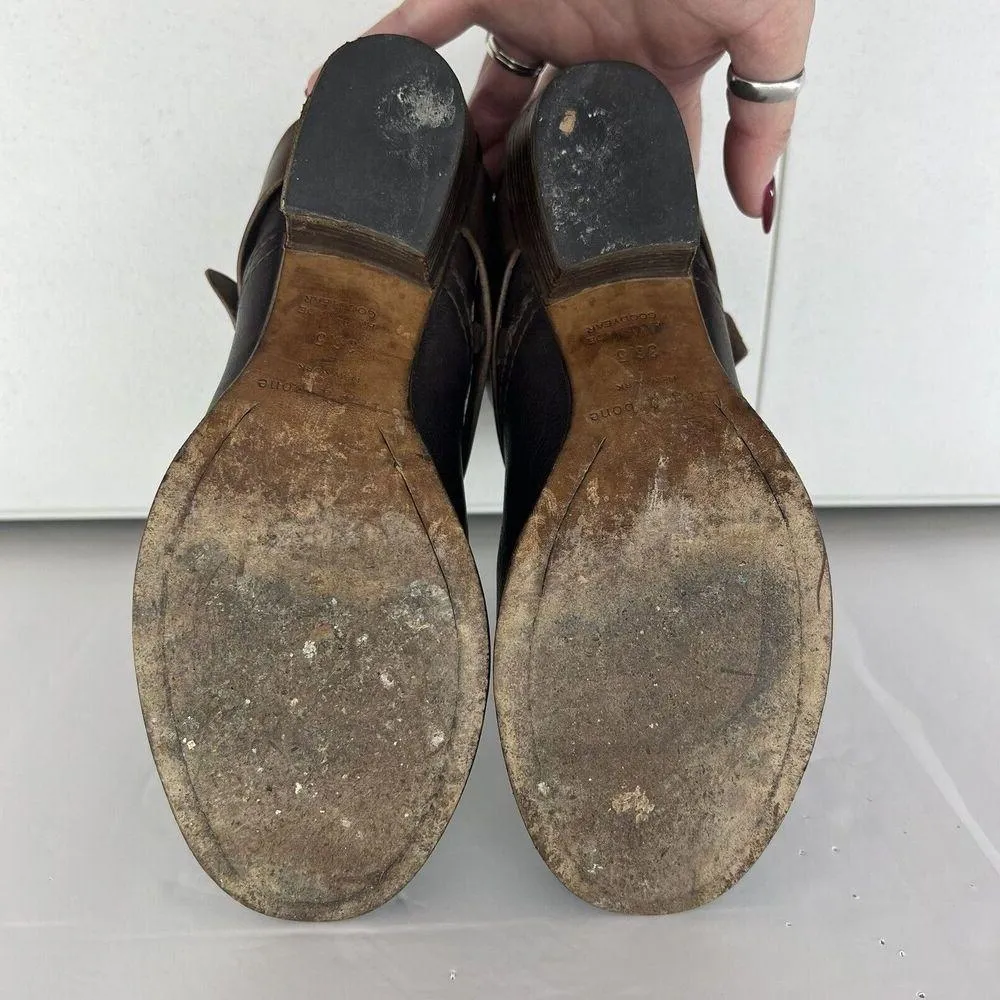 Rag & Bone Size 6.5 Harper Moto Boots Ankle Booties Dark Brown Leather Comfy - Image 12