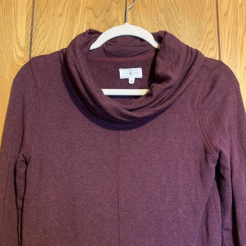 Lou & Grey Womens Size XS Burgundy Cowl Neck Pullover Stretch Tunic Top Blouse - Image 2
