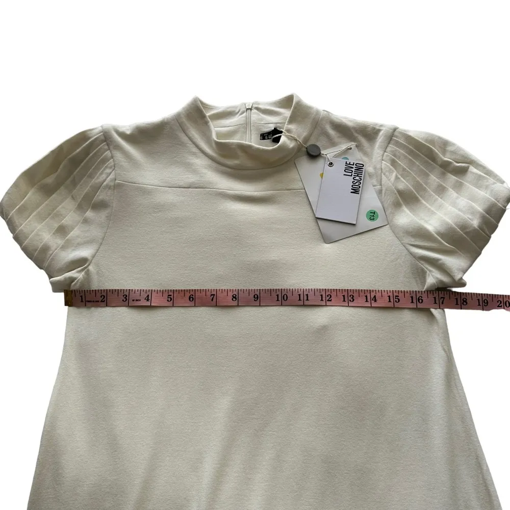NWT Love Moschino Sz 4 Women's White Puff Short Sleeve Knit Tshirt Dress‎ - Image 14
