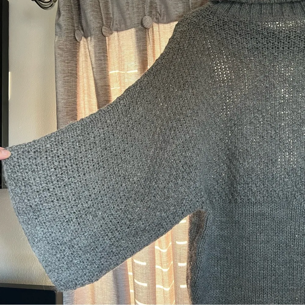 Berretti Gray Knit Turtleneck Batwing Sleeve Sweater Size Large - Image 11