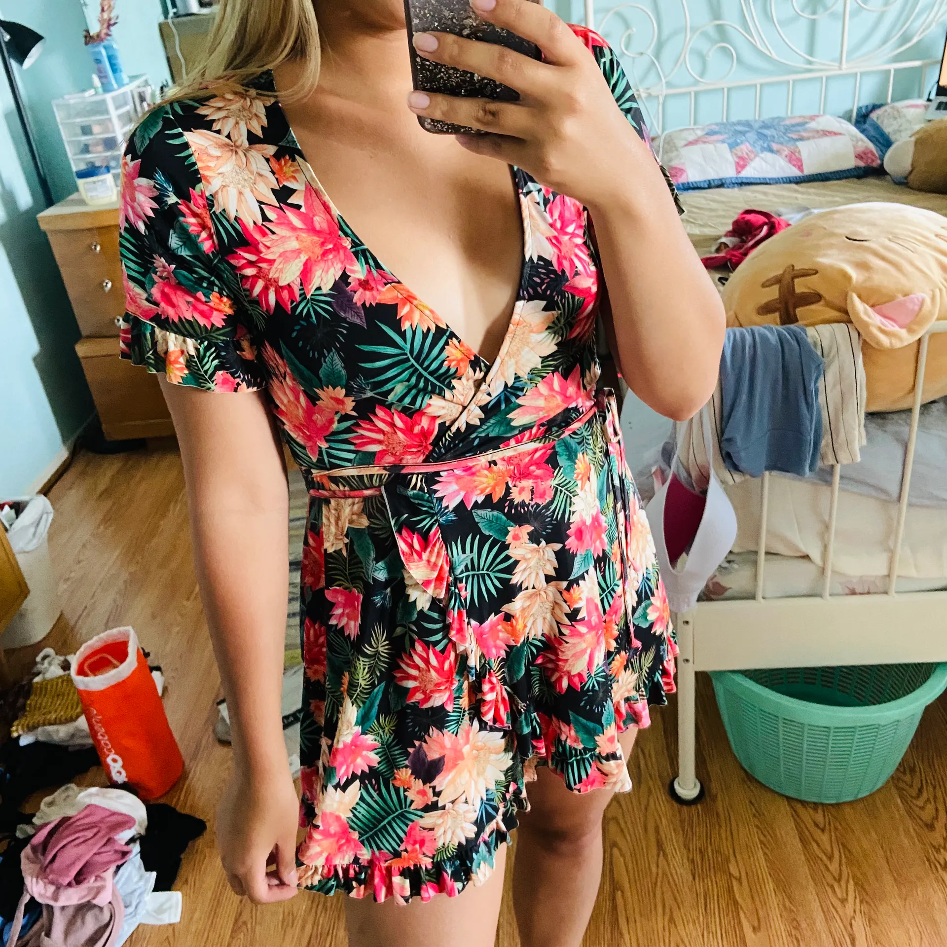 Pull & Bear Tropical Floral Wrap Dress - Image 5