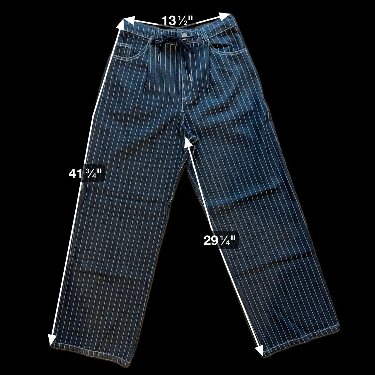 Baum Und Pferdgarten Nanny Jeans Pinstripe Wide Leg Drawstring Waist Size 36 EUR Gray - Image 8