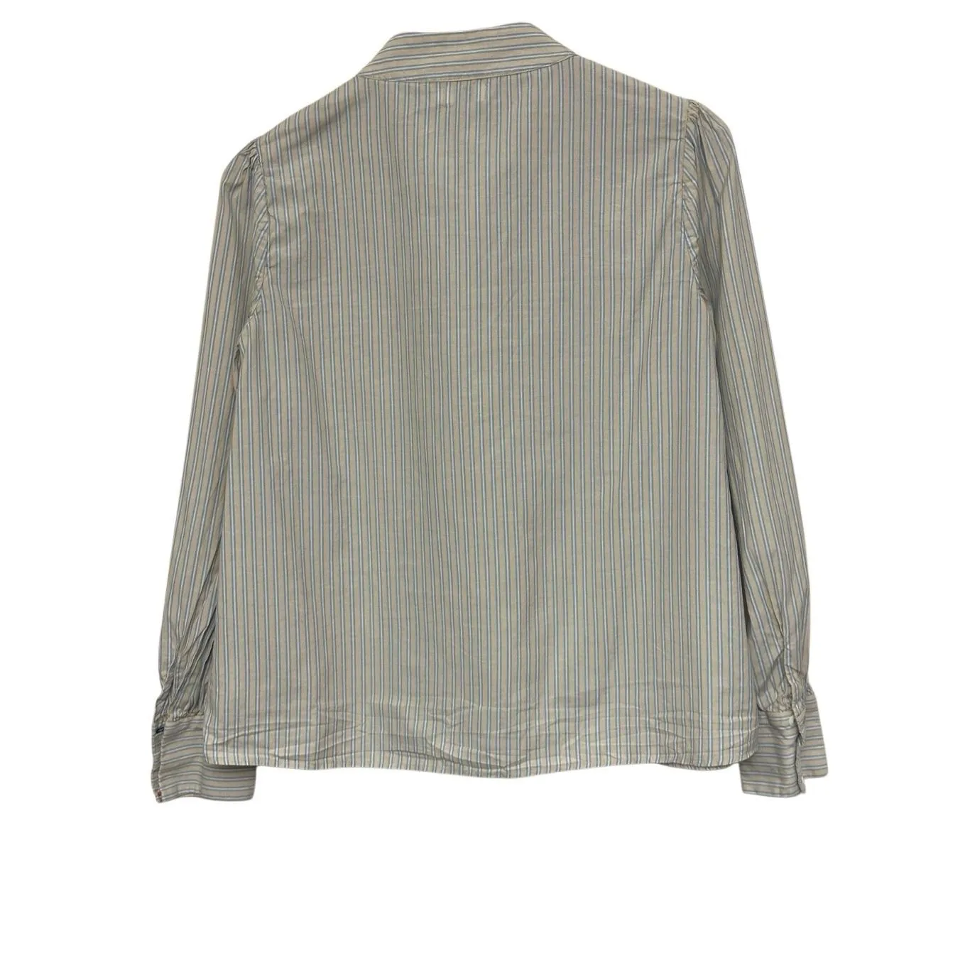 Clare V. striped blouse with a ruffled necktie Size: M Tan Size M - Image 2