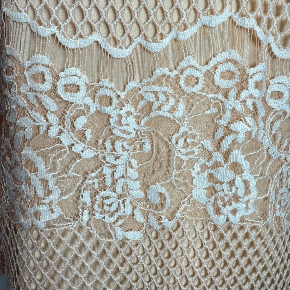Pale Orange Peach Sheer Mesh Lace Overlay Fairy Dress 3/4 Sleeves Wendy Bird - Image 10
